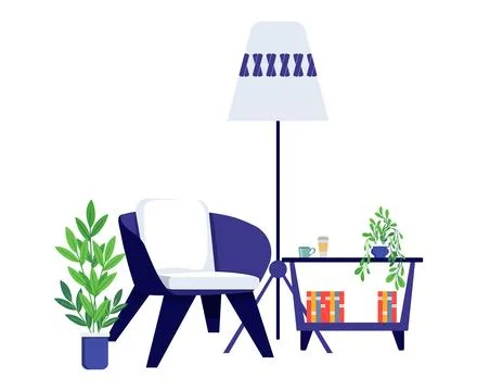 Home interior seating space for relaxing freelance Stock Illustration
