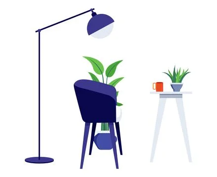 Home interior seating space for relaxing isolated Stock Illustration