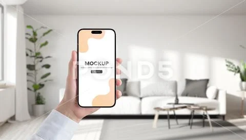 Home interior smartphone mockup PSD Template