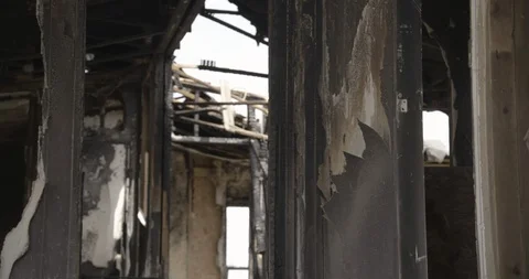 Home Interior Walls Burned Pan Left Stock Footage 89941772