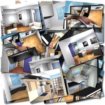 Home interiors collage Stock Illustration