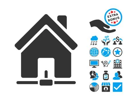 Home Internet Connection Flat Vector Icon With Bonus Stock Illustration