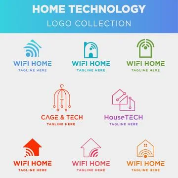 Home internet logo collection design vector wifi house icon siymbol sign Stock Illustration
