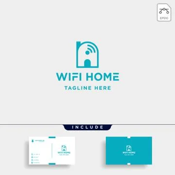 Home internet logo design vector wifi house icon siymbol sign Stock Illustration
