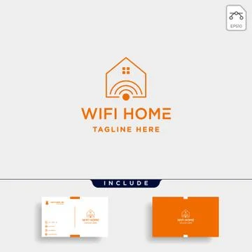 Home internet logo design vector wifi house icon siymbol sign Stock Illustration