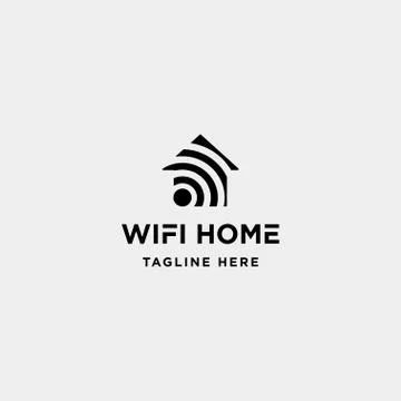 Home internet logo design vector wifi house icon siymbol sign Stock Illustration