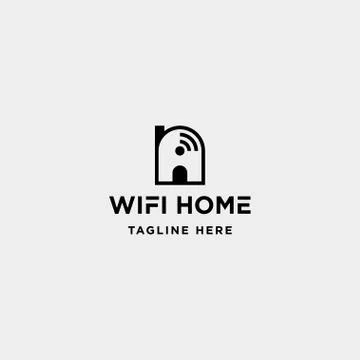 Home internet logo design vector wifi house icon siymbol sign Stock Illustration