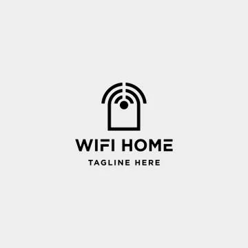 Home internet logo design vector wifi house icon siymbol sign Stock Illustration