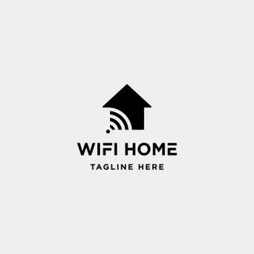 Home internet logo design vector wifi house icon siymbol sign Stock Illustration