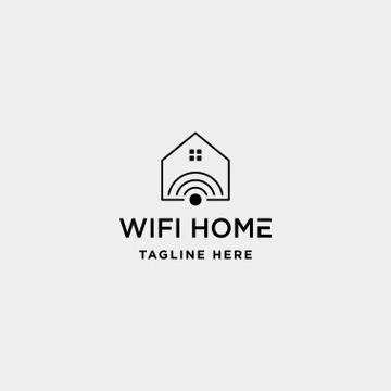 Home internet logo design vector wifi house icon siymbol sign Stock Illustration
