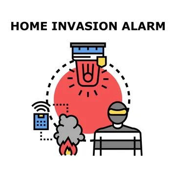 Home invasion alarm system detecting a burglar Stock Illustration