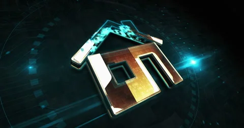 Home IOT smart house symbol 3d digital concept loop Stock Footage 287914432