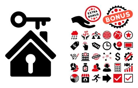 Home Key Flat Vector Icon with Bonus Stock Illustration