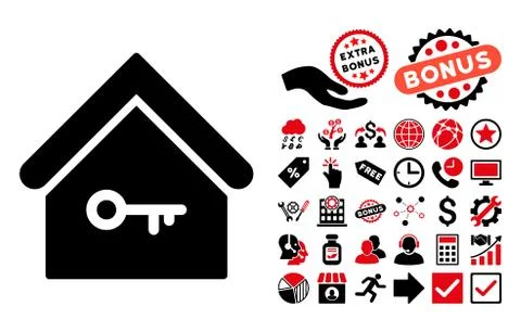 Home Key Flat Vector Icon with Bonus 库存插图