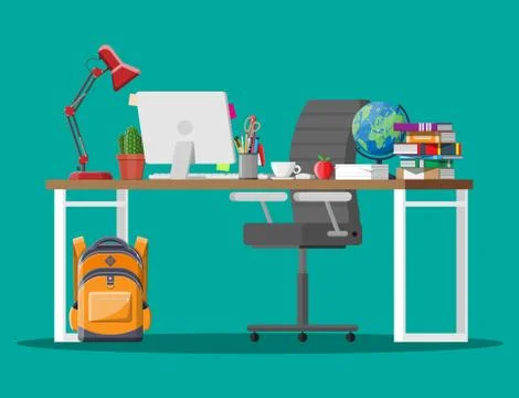 Home kids table kid for learning and study Stock Illustration
