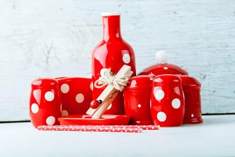 Home kitchen decor polca dots Stock Photos