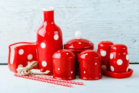 Home kitchen decor polca dots Stock Photos