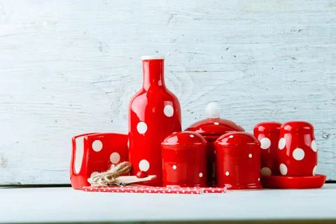 Home kitchen decor polca dots Stock Photos