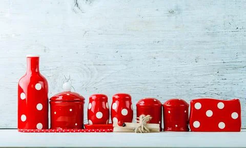 Home kitchen decor polca dots Stock Photos