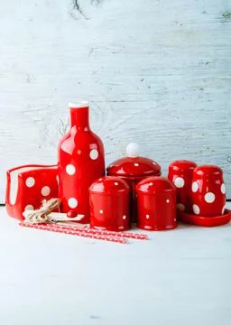 Home kitchen decor polca dots Stock Photos