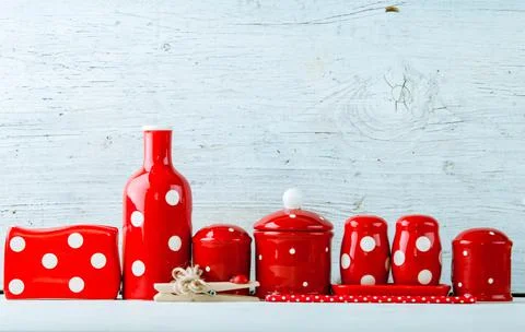 Home kitchen decor polca dots Stock Photos