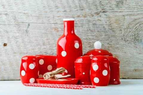 Home kitchen decor polca dots Stock Photos