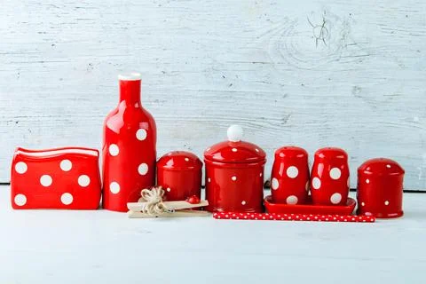 Home kitchen decor polca dots Foto stock
