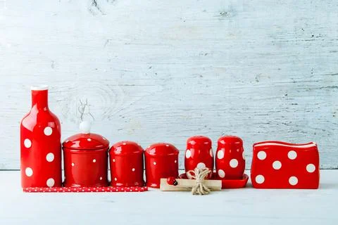 Home kitchen decor polca dots Stock-Fotos