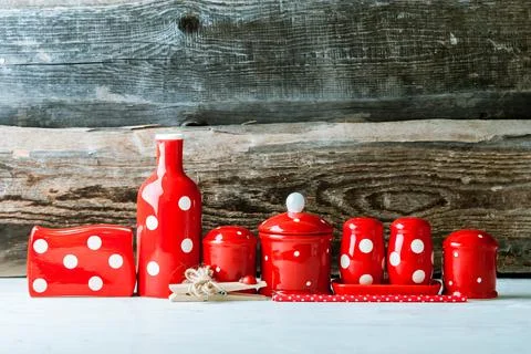 Home kitchen decor polca dots Stock Photos
