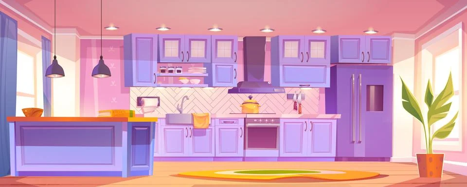 Home kitchen interior design Stock Illustration