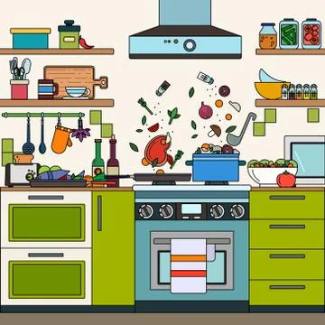 Home kitchen interior Stock Illustration