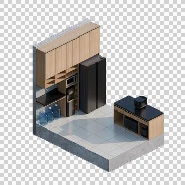 Home Kitchen Isometric 3D Render Illustration Stock Illustration