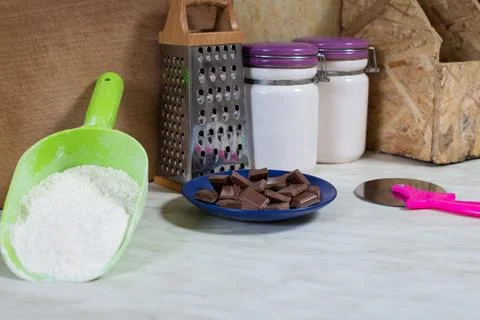 Home kitchen. Preparing for baking Stock Photos