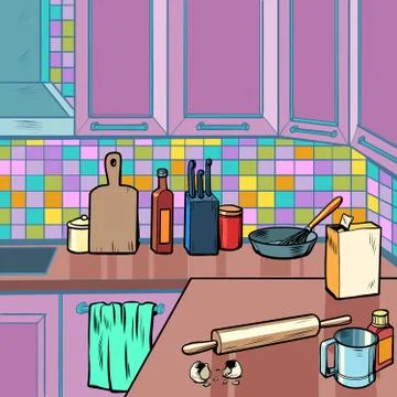 Home kitchen room background Stock Illustration