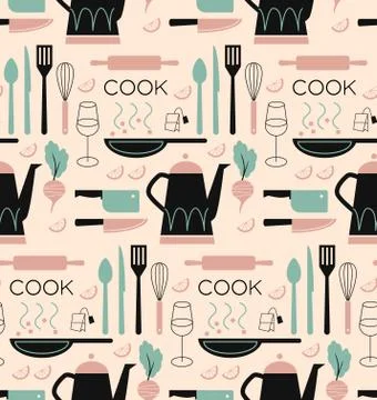 Home kitchen seamless geometric pattern Stock Illustration