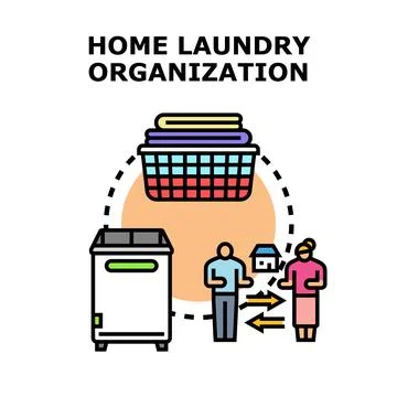 Home laundry organization system planning concept Stock Illustration