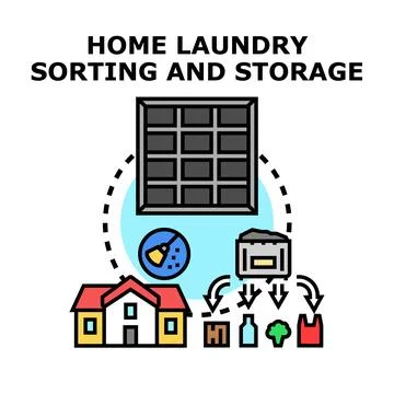 Home laundry sorting and storage color concept Stock Illustration