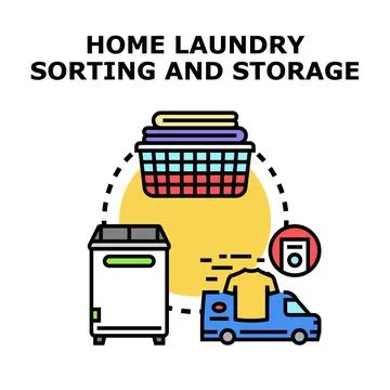 Home laundry sorting and storage color concept Stock Illustration