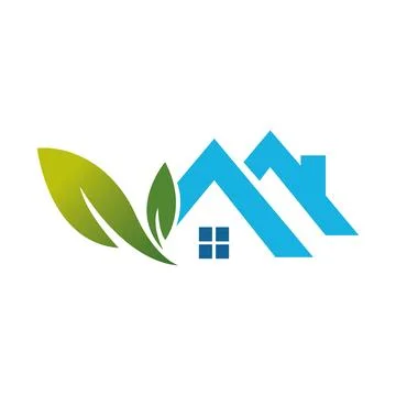 Home leaf eco nature vector logo template vector design illustration Pro Vector Stock Illustration