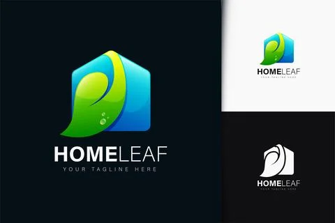 Home leaf logo design with gradient Stock Illustration