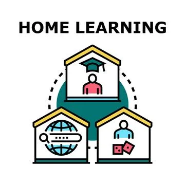 Home learning concept with student and online education resources Illustrazione stock