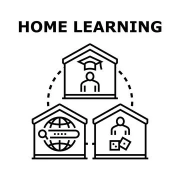 Home learning concept with student and online education resources イラスト素材