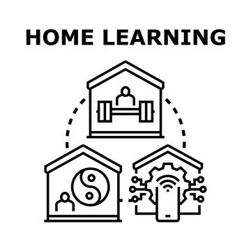 Home learning concept with various lifestyle activities Stock Illustration