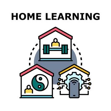 Home learning concept with various lifestyle activities Stock Illustration