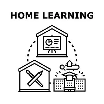 Home learning concept vector illustration for online education Stockillustratie