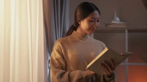 Home learning knowledge wisdom girl reading book Stock Footage 201512672