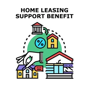 Home leasing support benefit and property ownership assistance Stock Illustration