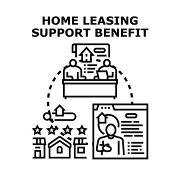 Home leasing support benefit program assistance concept Stock Illustration