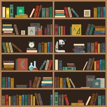 Home library flat illustration. Stock Illustration