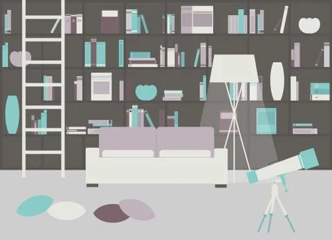 Home library room Stock Illustration
